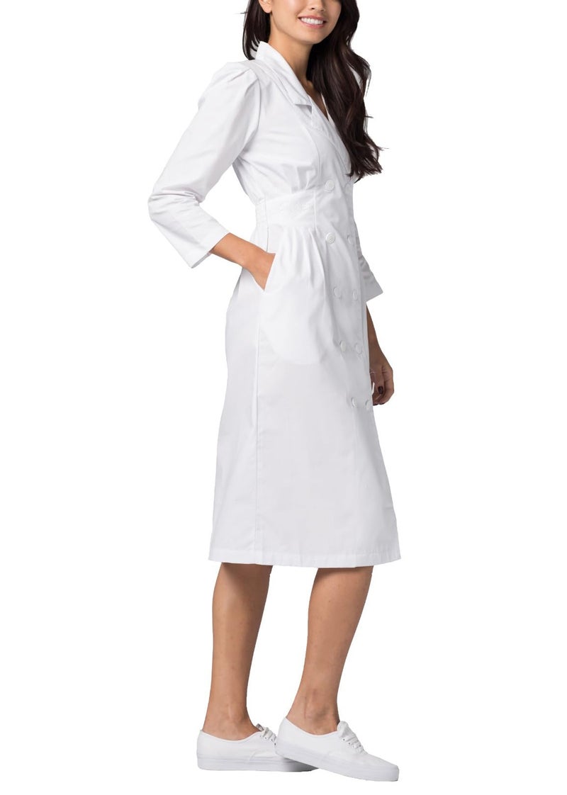 Adar Uniforms Universal Scrub Dress for Women - Fitted Midriff 2810 White 22 - Image 3
